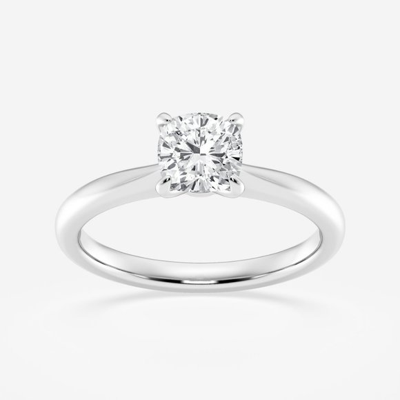 1 ctw Cushion Lab Grown Diamond Petite Solitaire Engagement Ring - Picture 1 of 6